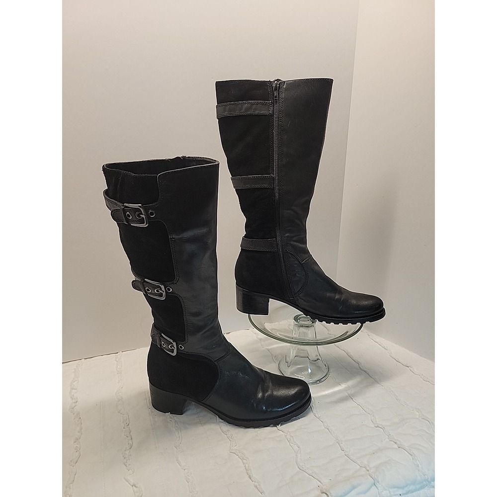 Ecco Riding Boots Shoes Womens Size 7-7.5‎ US 38 EU Black Leather